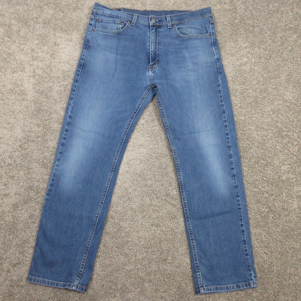 Levis Jeans Mens 36x30 Blue 505 Regular Straight Faded Zip Fly Denim Pants